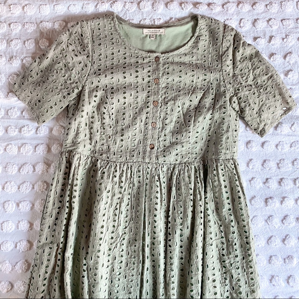 Polagram Sage Green Eyelet Dress